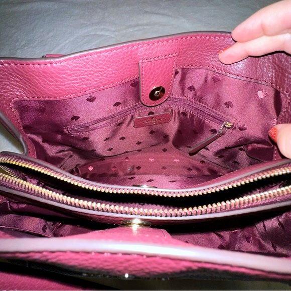 Kate Spade ♠️ JACKSON MEDIUM TRIPLE COMPARTMENT SATCHEL & MATCHING WALLET berry - Picture 11 of 15